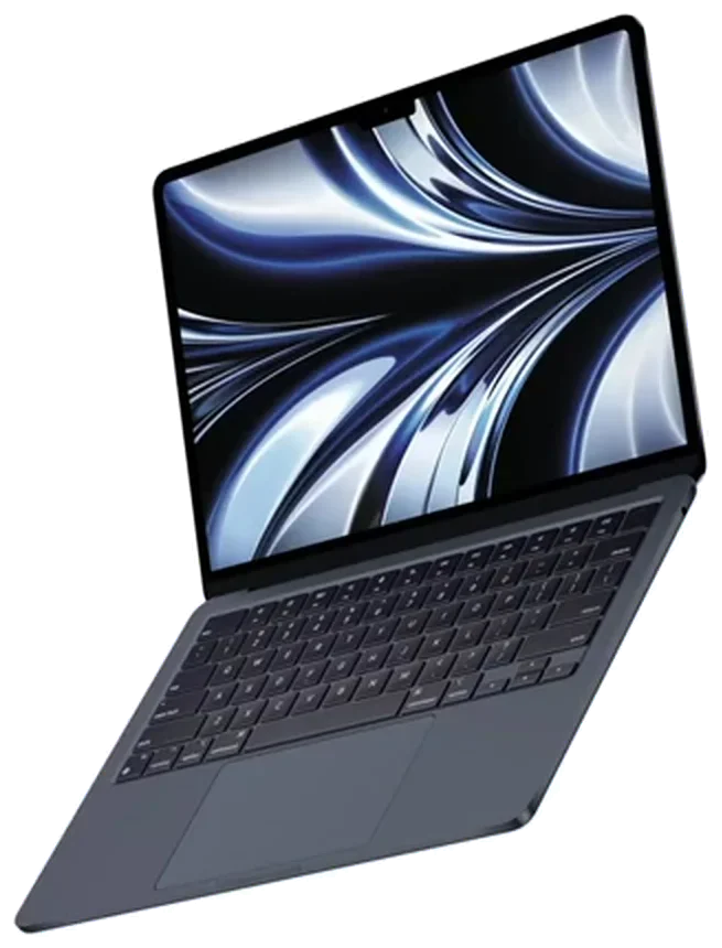 An open MacBook seen from above at an angle