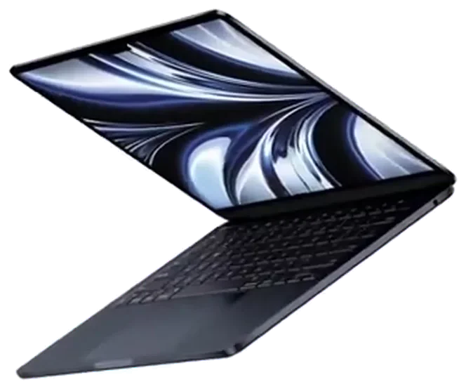 A MacBook Air with its lid half open