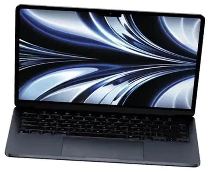 An open MacBook with its screen lit